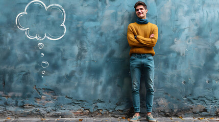 Obraz premium young man with a thought bubble