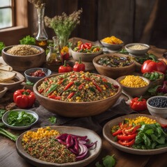 vegetarian, vegetables, vegetable, fresh, healthy, ingredient, eating, meal, organic, vegan, food, lunch, lettuce, green, diet, dinner, bowl, background, salad, kitchen, ripe