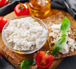Feta Cheese with Cherry Tomatoes and Basil