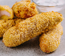 Chicken golden nuggets in plate