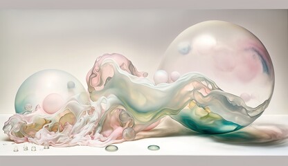 glass in the form of soap bubbles on a white background