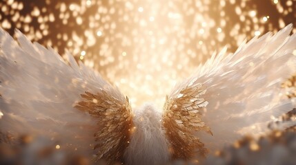 white wings on a background of flying sparks