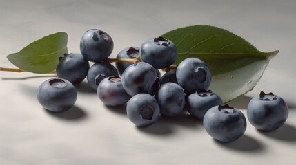 blueberry berries and leaves on a white background