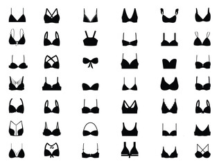 Women bras silhouette vector art white background
