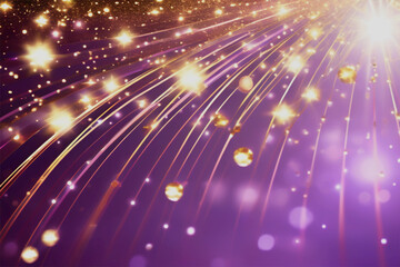 Gold stars and diagonal stripes on a purple background. The effect of the twinkling glow of stars....