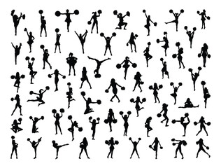 Cheerleaders silhouette vector art white background