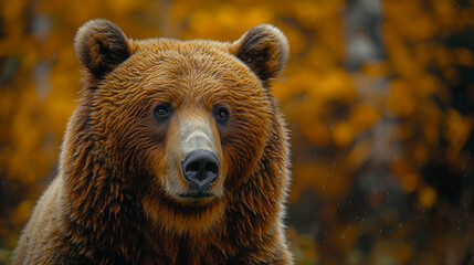 Fototapeta premium close up wildlife photography, authentic photo of a brown bear in natural habitat, taken with telephoto lenses, for relaxing animal wallpaper and more