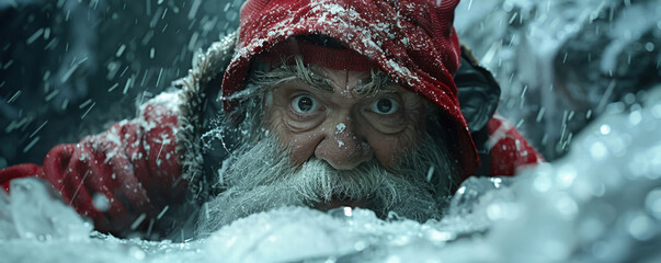 In a movie scene a gnome uses advanced technology to navigate through a maze within an imposing ice wall