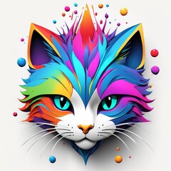 abstract cat with a rainbow