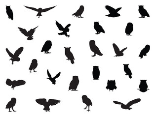 Owl silhouette vector art white background