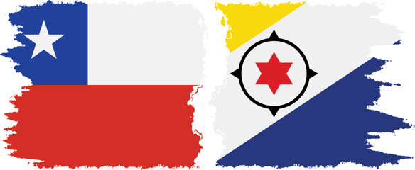 Bonaire and Chile grunge flags connection vector