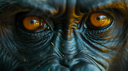 close up wildlife photography, authentic photo of a gorilla in natural habitat, taken with telephoto lenses, for relaxing animal wallpaper and more