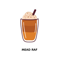Vector illustration of coffee. Mead raf.  Beverage element. Line art.