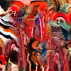 Fototapeta na wymiar Combination textile collage pattern of wave and lines colored leopard snake tiger textures
