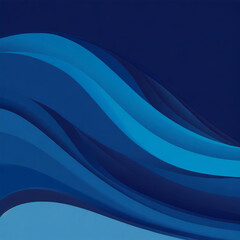 Obraz premium Dark blue paper waves abstract banner design. Elegant wavy vector background