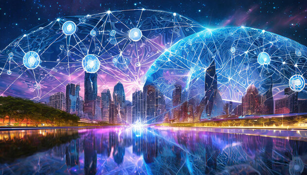 Communication technology , smart connection IOT and people network technology concept. People using connective device to connect to the secured internet network and cloud computing server vexel