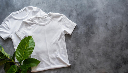 White t-shirts with copy space on gray background