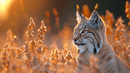 close up wildlife photography, authentic photo of a lynx in natural habitat, taken with telephoto...