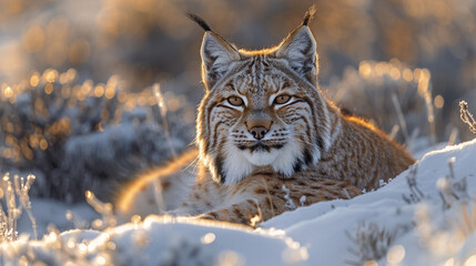 Obraz premium close up wildlife photography, authentic photo of a lynx in natural habitat, taken with telephoto lenses, for relaxing animal wallpaper and more