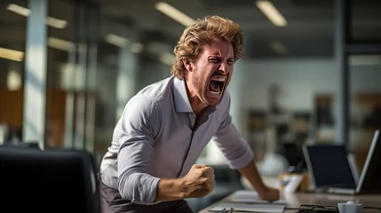Fotobehang Businessman stressed and overworked yelling in office © Elchin Abilov