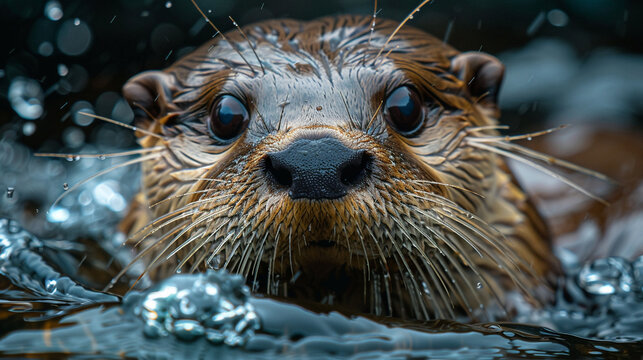 close up wildlife photography, authentic photo of a otter in natural habitat, taken with telephoto lenses, for relaxing animal wallpaper and more