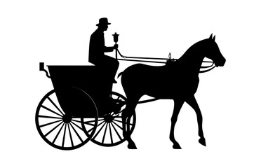 Amish horse and buggy Vector black Silhouette isolated on a white background