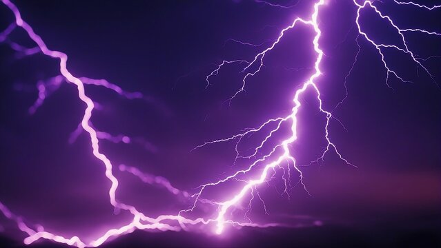 lightning in the night sky A lightning bolt with a fractal shape and a blue and purple color scheme 