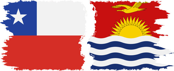 Kiribati and Chile grunge flags connection vector