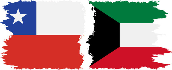 Kuwait and Chile grunge flags connection vector