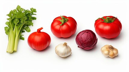 Collection vegetables isolated on white background