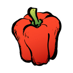 パプリカの和風ベクターイラスト（カラー）。