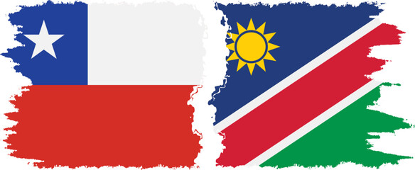 Namibia and Chile grunge flags connection vector