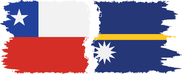Nauru and Chile grunge flags connection vector