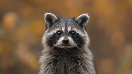 Fototapeta premium close up wildlife photography, authentic photo of a cute raccoon in natural habitat, taken with telephoto lenses, for relaxing animal wallpaper and more