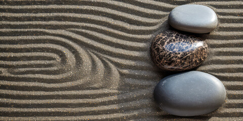 Fototapeta na wymiar Japanese zen garden background, stones and sand