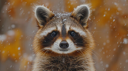 close up wildlife photography, authentic photo of a cute raccoon in natural habitat, taken with...