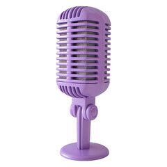 a vintage microphone, purple and black, 3D render, on transparent, vintage audio.