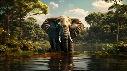 Elephant in the forest 8K