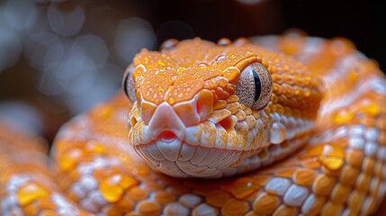 Fototapeta premium close up wildlife photography, authentic macro photo of a snake in natural habitat, taken with telephoto lenses, for relaxing animal wallpaper and more