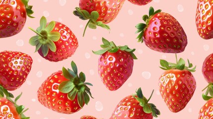 Strawberry background, wallpaper,Juicy ripe strawberries on pink background, top view. Strawberry frame