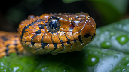 close up wildlife photography, authentic macro photo of a snake in natural habitat, taken with telephoto lenses, for relaxing animal wallpaper and more