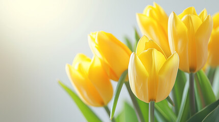 Yellow tulips background 8 march flowers banner