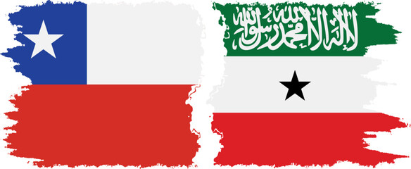 Somaliland and Chile grunge flags connection vector