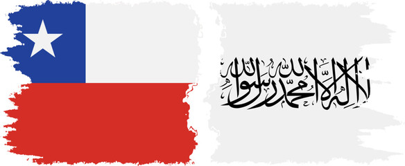 Afghanistan and Chile grunge flags connection vector