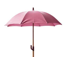 Beach umbrella isolated cutout on transparent background , pink color 