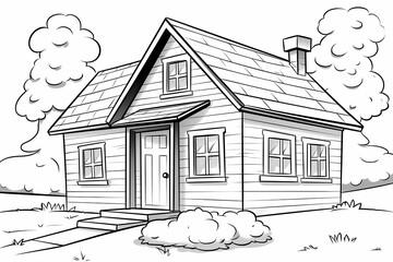 printable picture, coloring book with cozy buildings