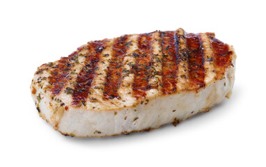 Delicious fried pork steak isolated on white