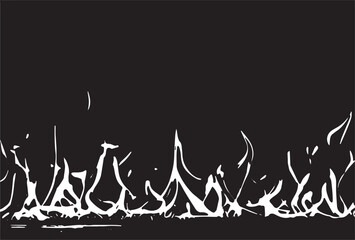 wooden table with Fire burning at the edge of the table on a dark background to display products