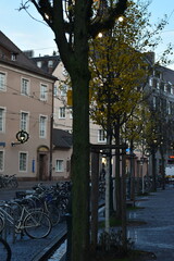  Evening Street View in Freiburg, Germany with Bicycles and Tram - 740066192