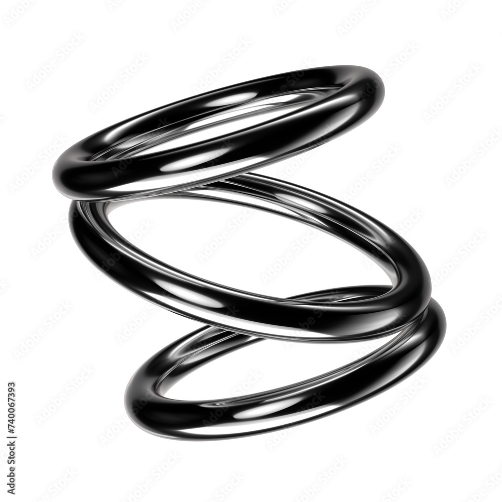 Poster futuristic chrome 3d object isolated. abstract metallic rings design element. silver metal shape